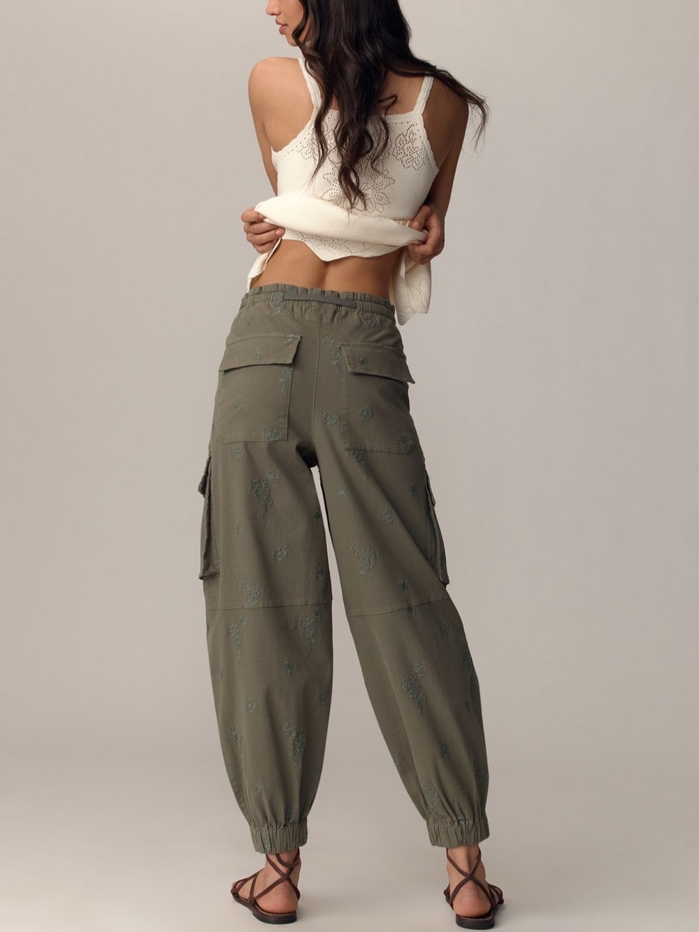 Pilcro Olive Green Cargo Jogger Pants for Women - Picture 2 of 6